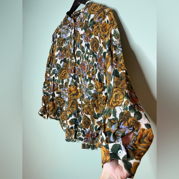 Zara Women vintage retro style floral pattern blouse size small - Picture 5 of 5